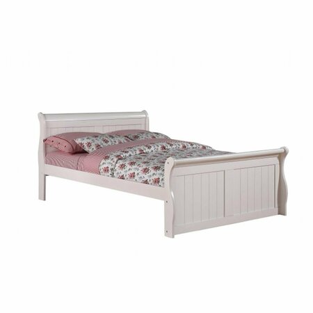 FIXTURESFIRST Full Sleigh Bed with Slat-Kits Mattress Ready - White FI3175079